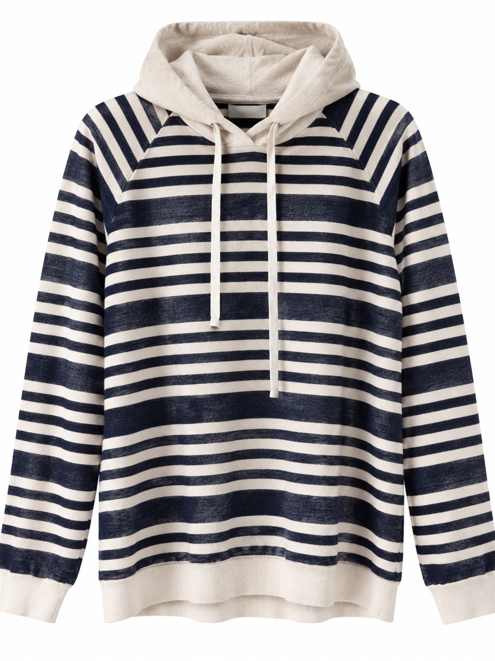 Vince Navy and White Striped Hooded Sweatshirt
